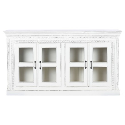 Buffet Home ESPRIT Blanc Verre Bois de manguier 180 x 40 x 100 cm 2