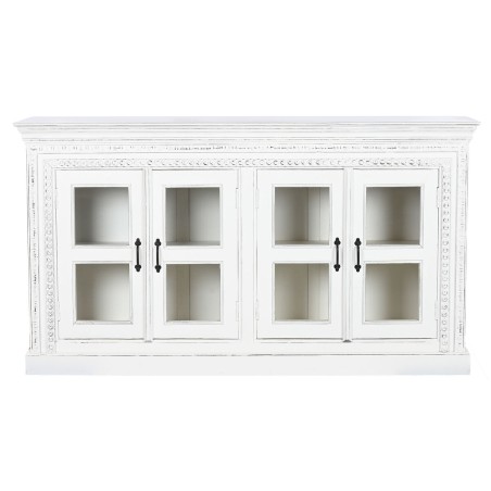 Aparador Home ESPRIT Blanco Cristal Madera de mango 180 x 40 x 100 cm