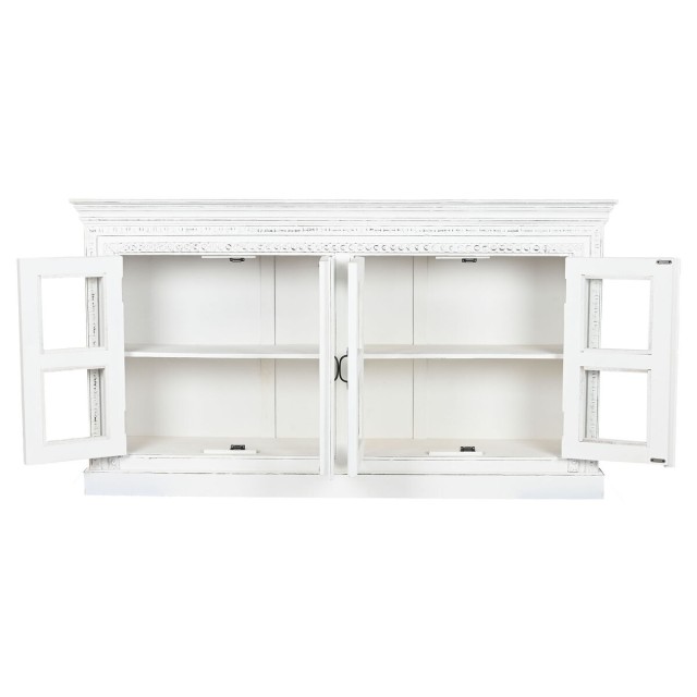 Buffet Home ESPRIT Blanc Verre Bois de manguier 180 x 40 x 100 cm