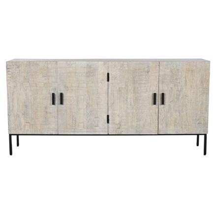 Aparador Home ESPRIT Blanco Metal Madera de mango 180 x 40 x 85 cm 2