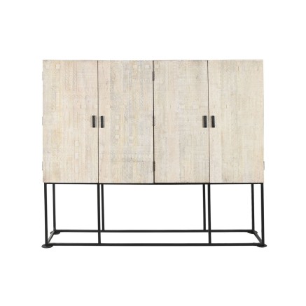 Schrank Home ESPRIT Weiß Schwarz Metall Mango-Holz 180 x 40 x 160 cm 2