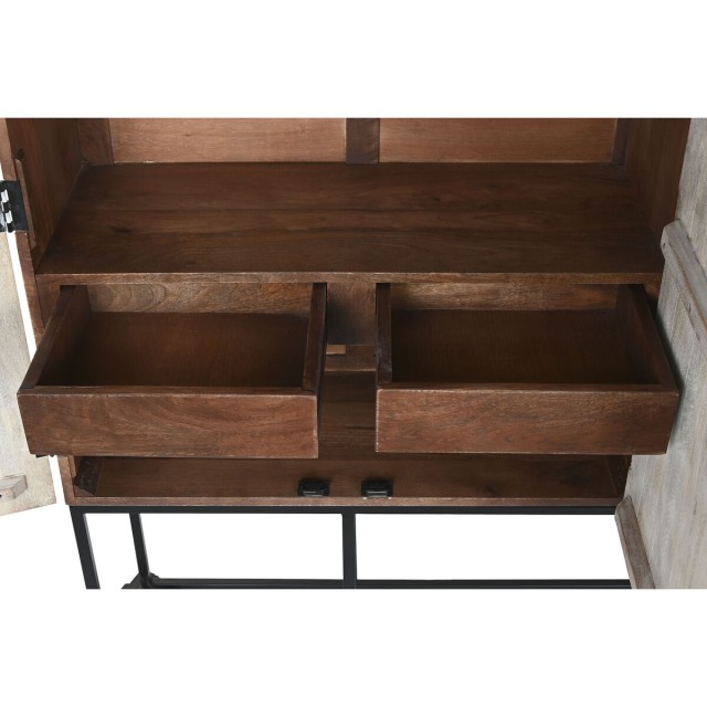 Cupboard Home ESPRIT White Black Metal Mango wood 180 x 40 x 160 cm