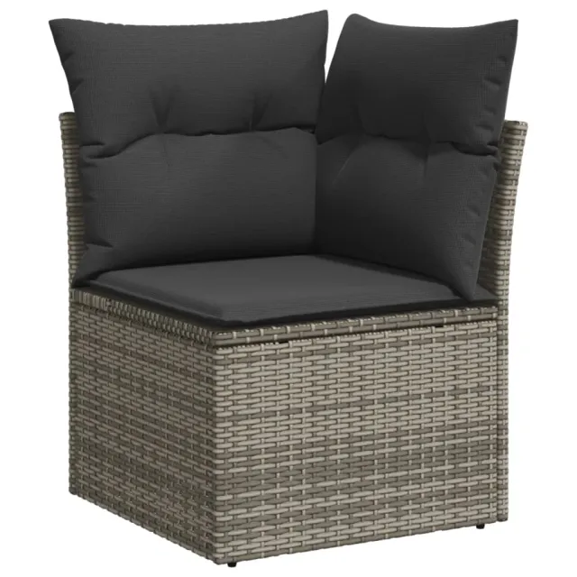 Salon de jardin avec coussins 12 pcs gris résine tressée