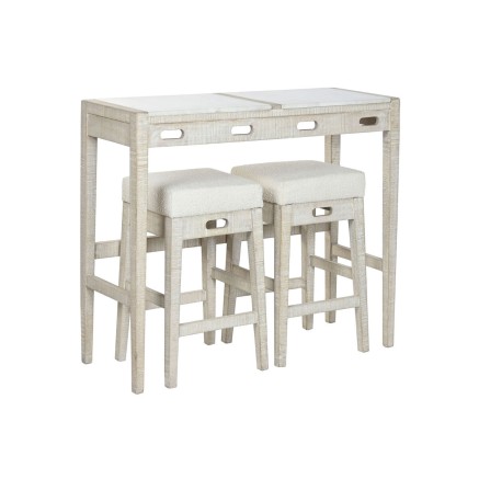 Conjunto de Mesa con Sillas Home ESPRIT Blanco Natural 112 x 40 x 96 c