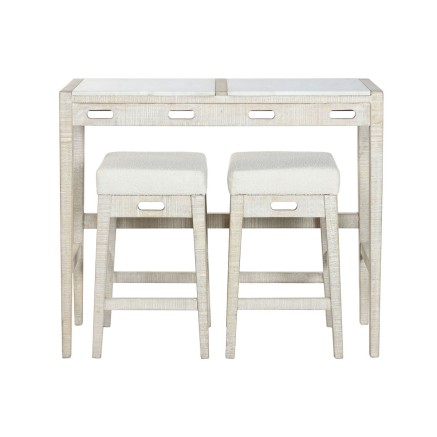 Tavolo con sedie Home ESPRIT Bianco Naturale 112 x 40 x 96 cm 2