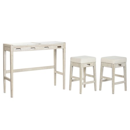 Conjunto de Mesa con Sillas Home ESPRIT Blanco Natural 112 x 40 x 96 c