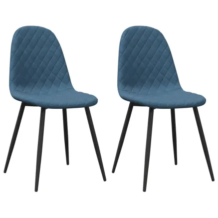Chaises à manger lot de 2 Bleu Velours 2