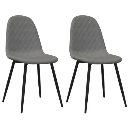 Chaises à manger lot de 2 Gris clair Velours 2