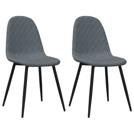 Chaises à manger lot de 2 Gris foncé Velours 2