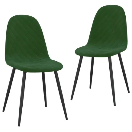 Chaises à manger lot de 2 Vert foncé Velours 2
