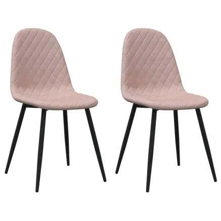 Chaises à manger lot de 2 rose velours 2