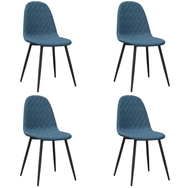 Chaises à manger lot de 4 Bleu Velours