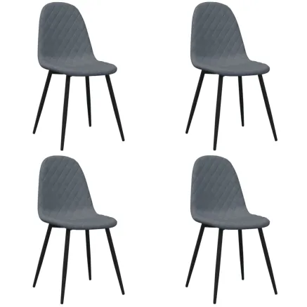 Chaises à manger lot de 4 Gris foncé Velours 2