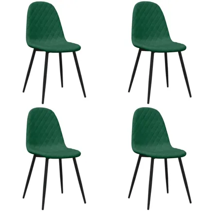 Chaises à manger lot de 4 Vert foncé Velours 2
