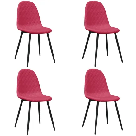 Chaises à manger lot de 4 Rouge bordeaux Velours 2