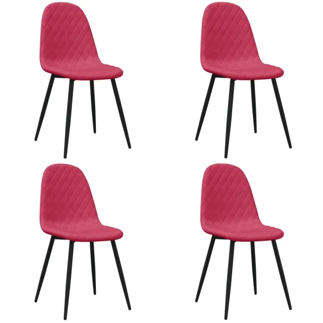 Chaises à manger lot de 4 Rouge bordeaux Velours