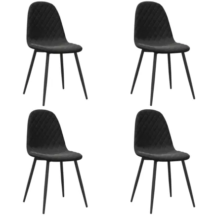 Chaises à manger lot de 4 Noir Velours 2