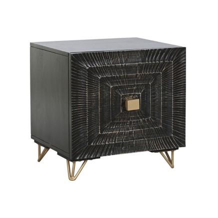 Comodino Home ESPRIT Nero Dorato 50 x 40 x 50 cm