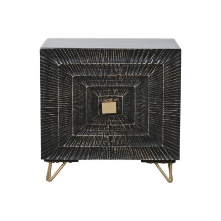 Table de Nuit Home ESPRIT Noir Doré 50 x 40 x 50 cm 2