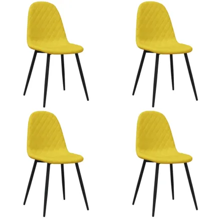 Chaises à manger lot de 4 Jaune moutarde Velours 2
