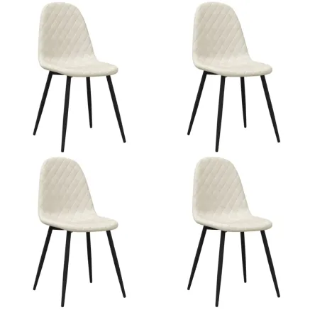 Chaises à manger lot de 4 crème velours 2