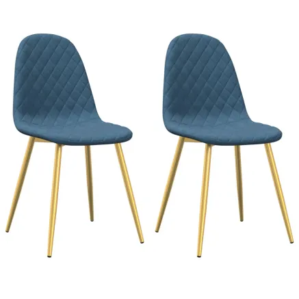 Chaises à manger lot de 2 Bleu Velours 2