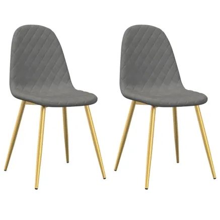 Chaises à manger lot de 2 Gris clair Velours 2