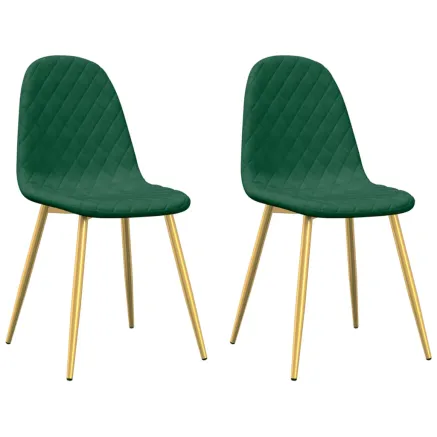 Chaises à manger lot de 2 Vert foncé Velours 2