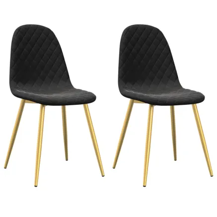 Chaises à manger lot de 2 Noir Velours 2