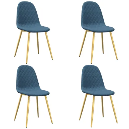 Chaises à manger lot de 4 Bleu Velours 2