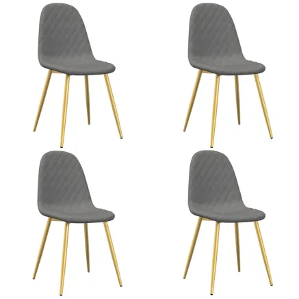 Chaises à manger lot de 4 Gris clair Velours 2
