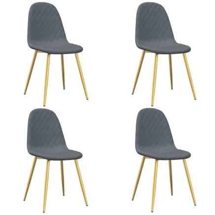 Chaises à manger lot de 4 Gris foncé Velours 2
