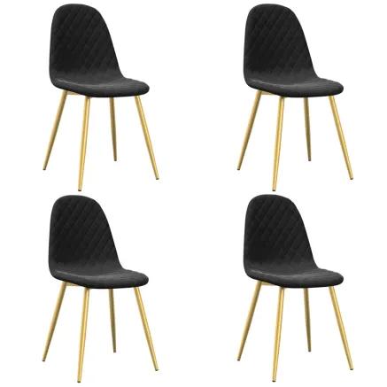 Chaises à manger lot de 4 Noir Velours 2