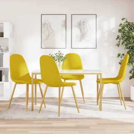 Chaises à manger lot de 4 Jaune moutarde Velours