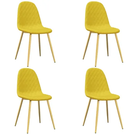 Chaises à manger lot de 4 Jaune moutarde Velours 2