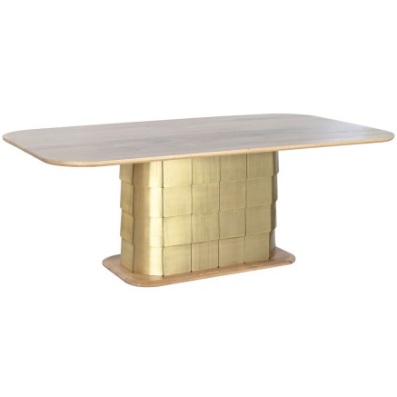 Tavolo da Pranzo Home ESPRIT Dorato Ottone Legno di mango 210 x 110 x