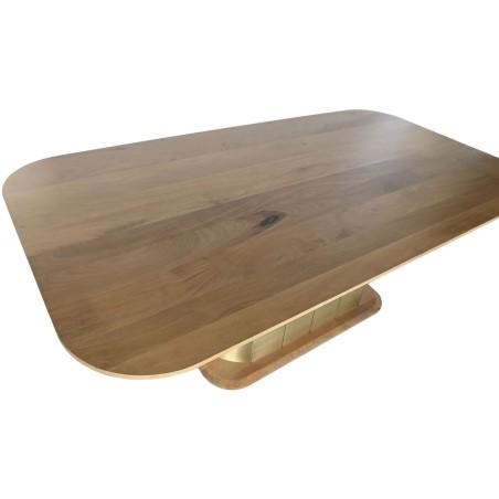 Mesa de Comedor Home ESPRIT Dorado Latón Madera de mango 210 x 110 x