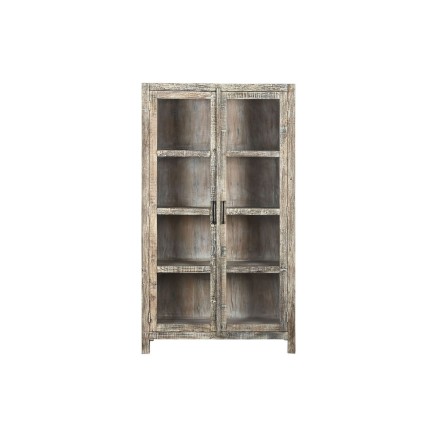Vitrina Home ESPRIT Blanco Marrón Madera Reciclada 100 x 40 x 180 cm 2