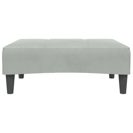 Canapé-lit à 2 places avec repose-pied gris clair velours