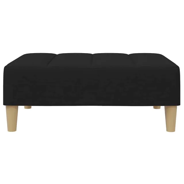 Canapé-lit à 2 places avec repose-pied noir tissu