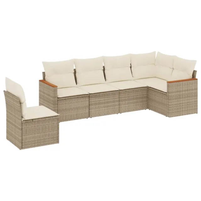 Salon de jardin avec coussins 6 pcs beige résine tressée