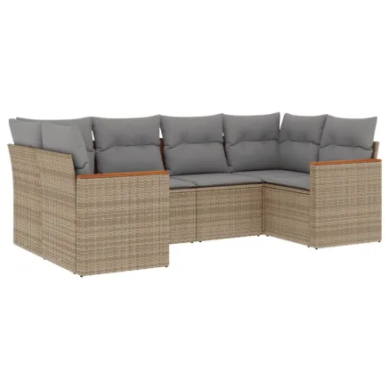 Salon de jardin avec coussins 6 pcs beige résine tressée 2