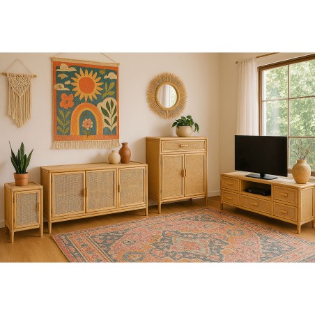 Anrichte Home ESPRIT Hellbraun Rattan Tanne 100 x 40 x 100 cm