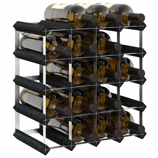Casier à bouteilles pour 20 bouteilles Noir Bois de pin solide