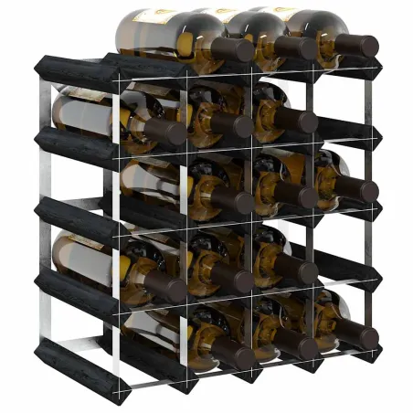 Casier à bouteilles pour 20 bouteilles Noir Bois de pin solide