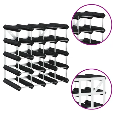 Casier à bouteilles pour 20 bouteilles Noir Bois de pin solide