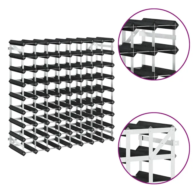 Casier à bouteilles pour 72 bouteilles Noir Bois de pin solide