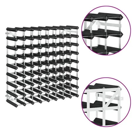 Casier à bouteilles pour 72 bouteilles Noir Bois de pin solide