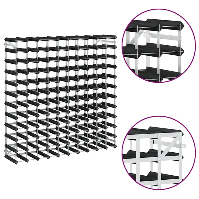 Casier à bouteilles pour 120 bouteilles Noir Bois de pin solide