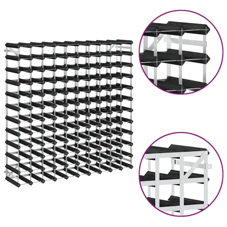Casier à bouteilles pour 120 bouteilles Noir Bois de pin solide